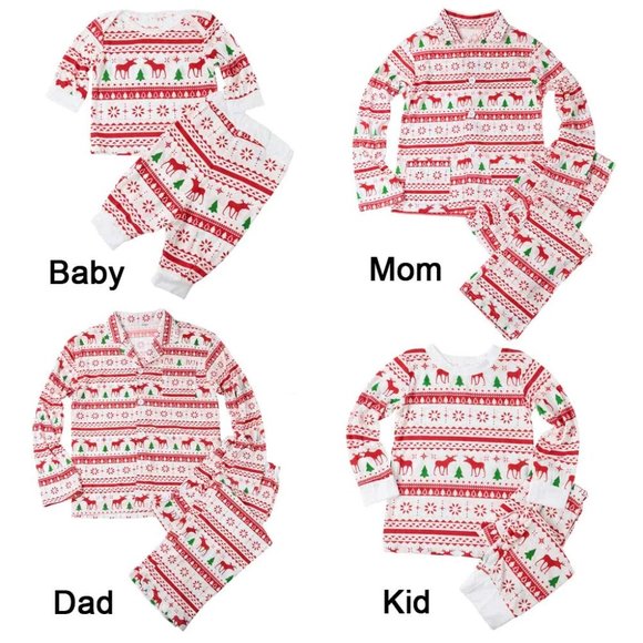 COPY - Matching Button-down Winter Christmas Family Pajamas PJs Reindeer Mix & … - Picture 14 of 16